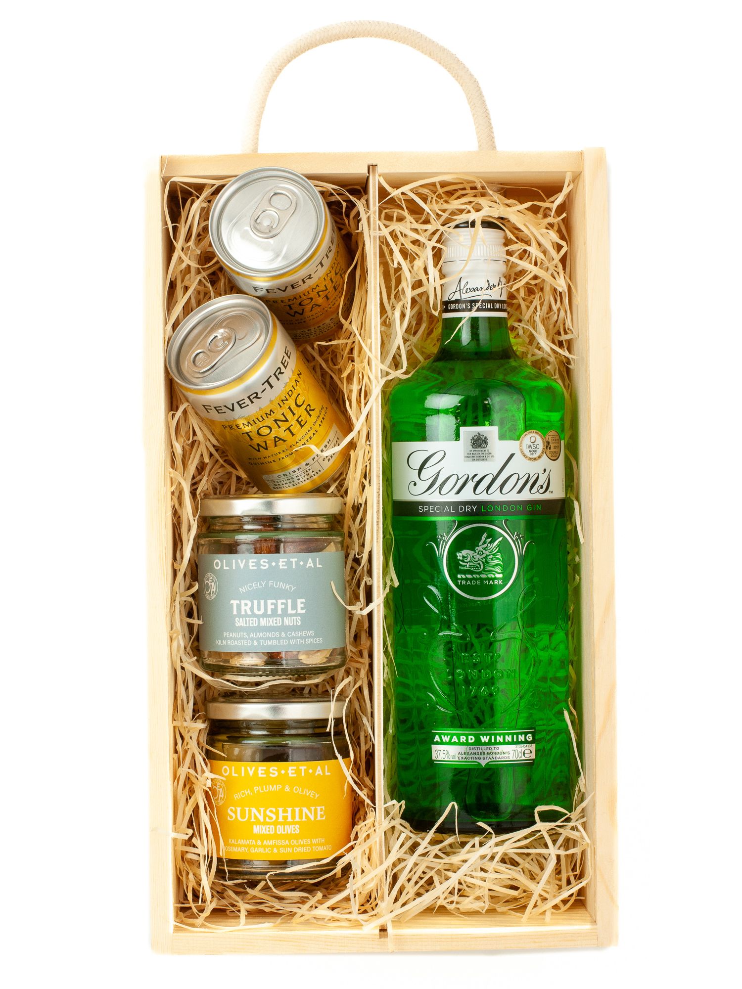 Gordon's Gin & Luxury Nibbles Wooden Gift Box Set from £58.20