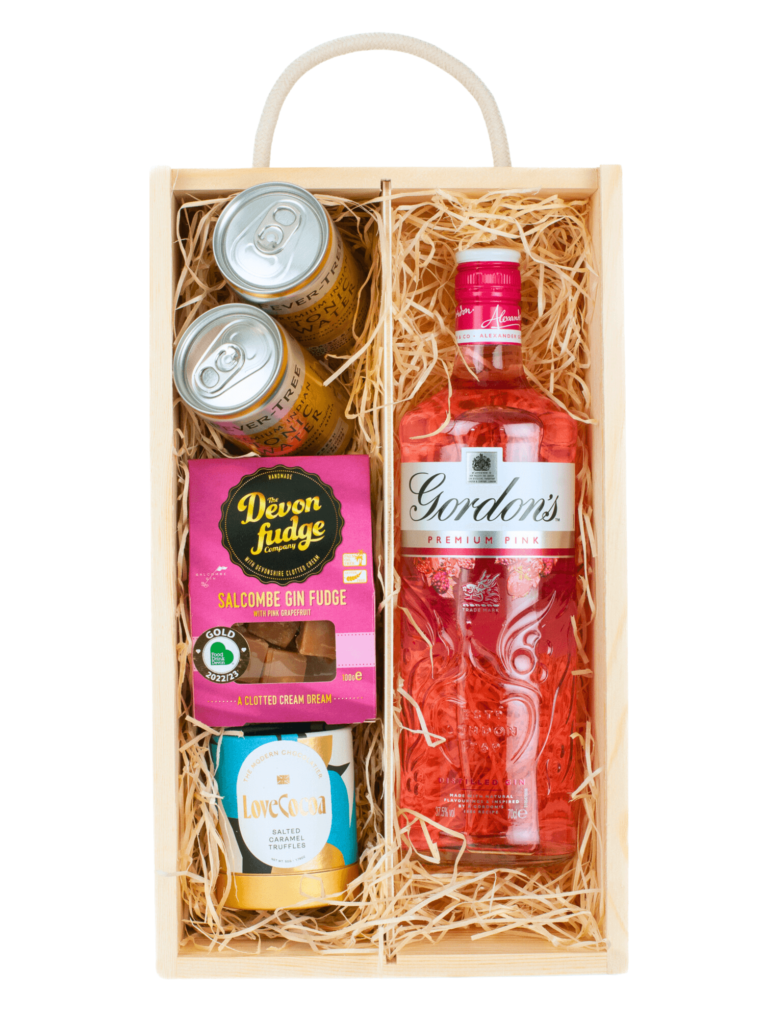 Gordon's Pink Gin & Luxury Nibbles Wooden Gift Box Set from £59.20