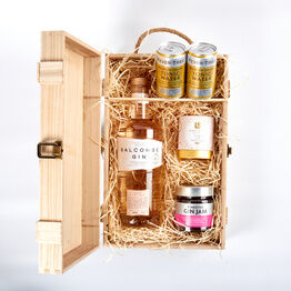 Salcombe Gin Rosé Sainte Marie Gin & Luxury Nibbles Wooden Gift Box Set
