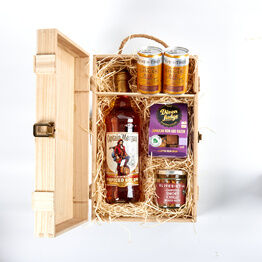 Captain Morgan Original Spiced Gold Rum & Luxury Nibbles Wooden Gift Box Set