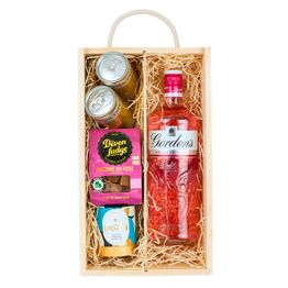 Gordon's Pink Gin & Luxury Nibbles Wooden Gift Box Set