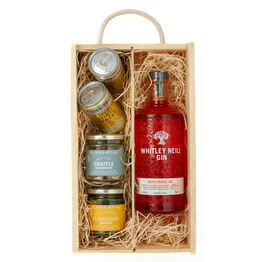 Whitley Neill Blood Orange Gin & Luxury Nibbles Wooden Gift Set Wooden Gift Box Set