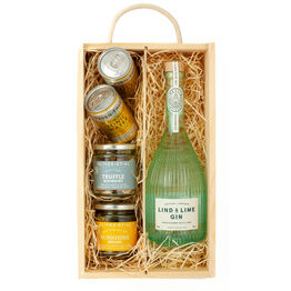 Lind & Lime Gin & Luxury Nibbles Wooden Gift Box Set