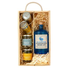 Drumshanbo Gunpowder Irish Gin & Luxury Nibbles Wooden Gift Box Set