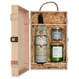 Casa Vinicola Botter Appassimento di Puglia Red Wine & Adhock Homeware Rhuarb & Rose Wine Bottle Candle Wooden Box Gift Set