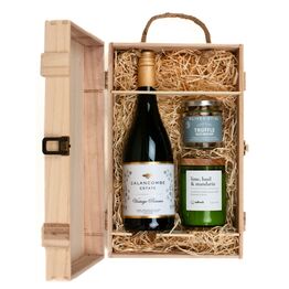 Calancombe Estate Vintage Reserve & Adhock Homeware Lime, Basil & Mandarin Wine Bottle Candle Wooden Box Gift Set