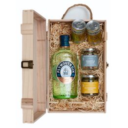 Plymouth Gin & Luxury Nibbles Wooden Gift Box Set