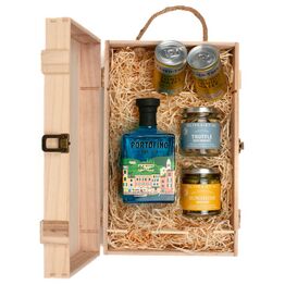 Portofino Gin & Luxury Nibbles Wooden Gift Box Set