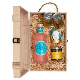 Malfy Rosa Sicilian Pink Grapefruit Gin & Luxury Nibbles Wooden Gift Box Set
