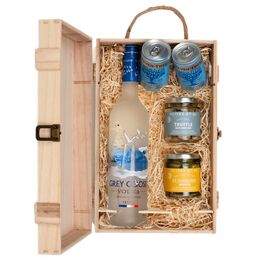 Grey Goose Vodka & Luxury Nibbles Wooden Gift Box Set