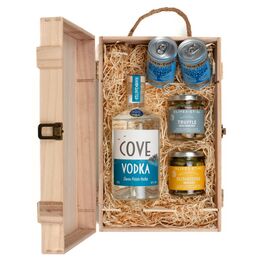 Devon Cove Vodka & Luxury Nibbles Wooden Gift Box Set