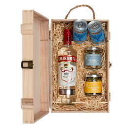 Smirnoff Vodka & Luxury Nibbles Wooden Gift Box Set