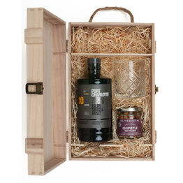 Port Charlotte 10 Year Old Whisky & Luxury Nibbles Wooden Gift Box Set
