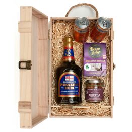 Pusser's Blue Label Rum & Luxury Nibbles Wooden Gift Set
