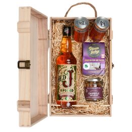 Admiral Vernon's Old J Spiced Rum & Luxury Nibbles Wooden Gift Set