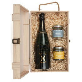 Chalice Brut Grand Cru Champagne & Luxury Nibbles Wooden Gift Box Set