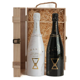 Chalice Brut Grand Cru & Chalice Blanc de Blancs Champagne Wooden Gift Set