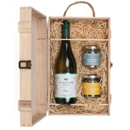 Calancombe Estate Ortega Wine & Luxury Nibbles Wooden Gift Box Set