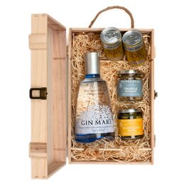 Gin Mare & Luxury Nibbles Wooden Gift Box Set