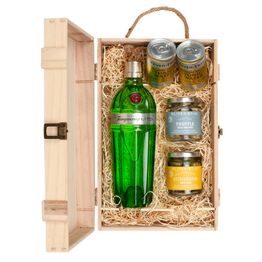 Tanqueray 10 Gin & Luxury Nibbles Wooden Gift Box Set
