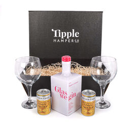 Glaswegin Raspberry & Rhubarb Gin, Tonic & Glasses Gift Set Hamper