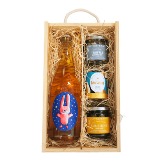 Astro Bunny Pet Nat Wine &amp; Luxury Snacks in Wooden Presentation Box