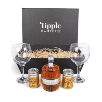 Fifty/50/Gin &amp; Tonic Gift Set Hamper with 2 Glasses - 50% ABV