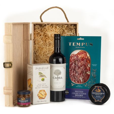 The Caoba Malbec Red Wine & Cheese Gift Box from £56.55