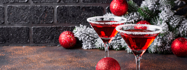 Christmas,Festive,Cocktail,Red,Martini,On,Dark,Background