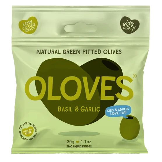 Oloves Basil &amp; Garlic Pitted Greek Olives (30g)