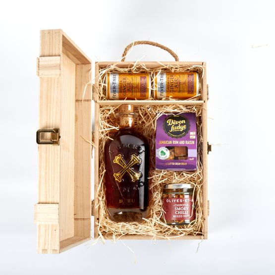 Bumbu Original Rum &amp; Luxury Nibbles Wooden Gift Box Set