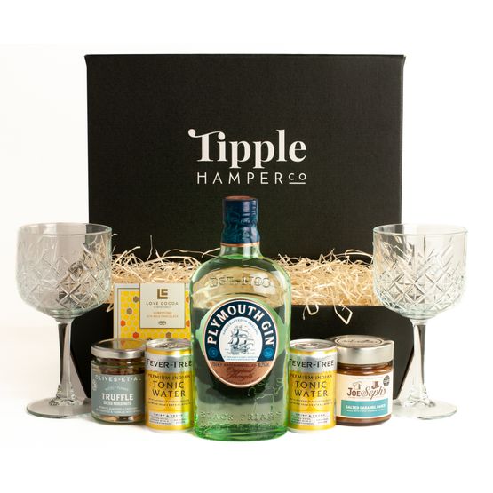Plymouth Gin, Tonic, Vintage Gin Glasses, &amp; Luxury Snacks Hamper