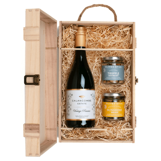 Calancombe Estate Vintage Reserve &amp; Luxury Nibbles Wooden Gift Box Set