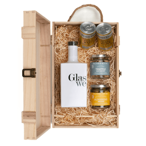 Glaswegin Original Gin &amp; Luxury Nibbles Wooden Gift Box Set