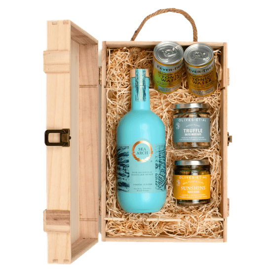 Sea Arch (Non-Alcoholic) Spirit &amp; Luxury Nibbles Wooden Gift Box Set