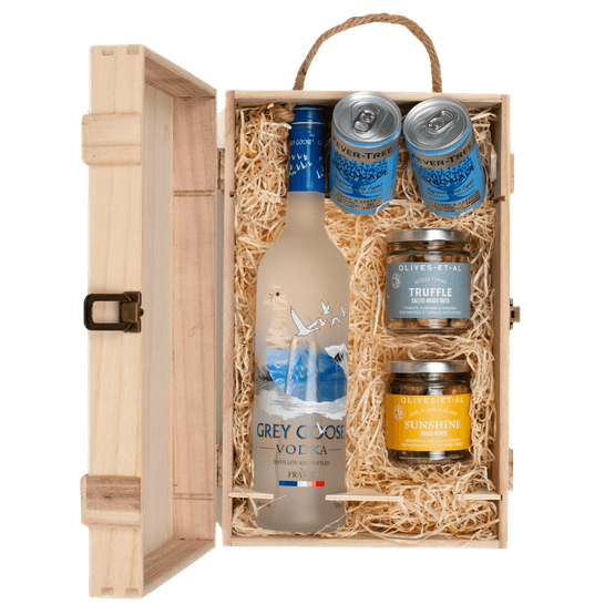 Grey Goose Vodka &amp; Luxury Nibbles Wooden Gift Box Set