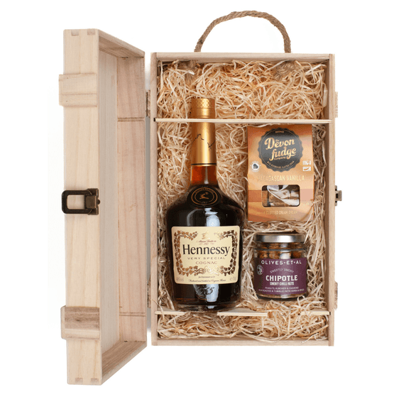 Hennessy Very Special Cognac &amp; Luxury Nibbles Wooden Gift Box Set