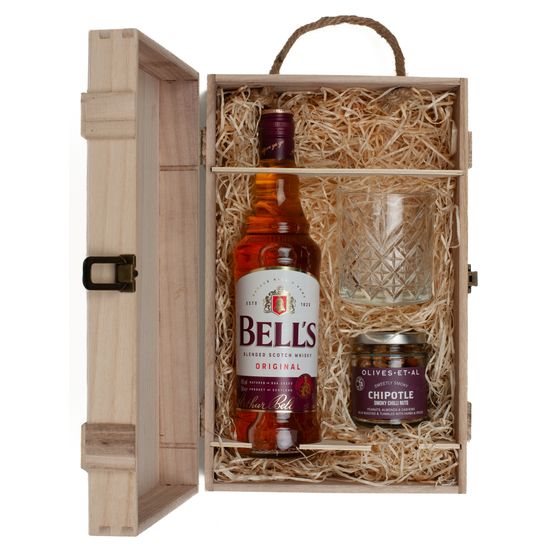 Bell's Original Blended Scotch Whisky &amp; Luxury Nibbles Wooden Gift Box Set