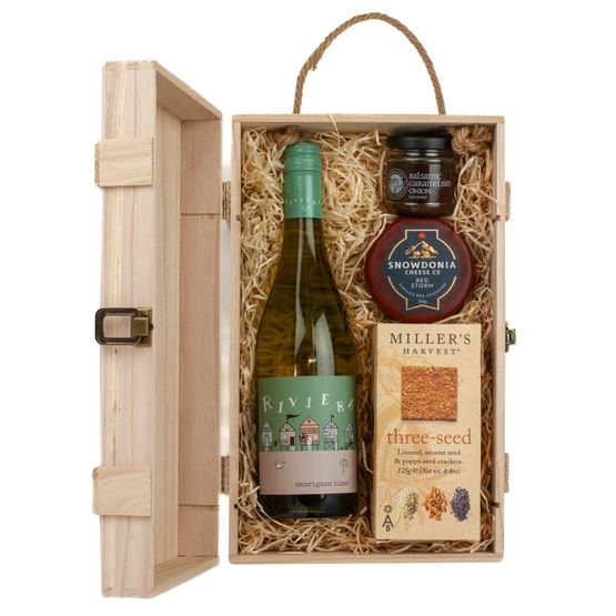 Riviera Sauvignon Blanc White Wine &amp; Cheese Gift Box