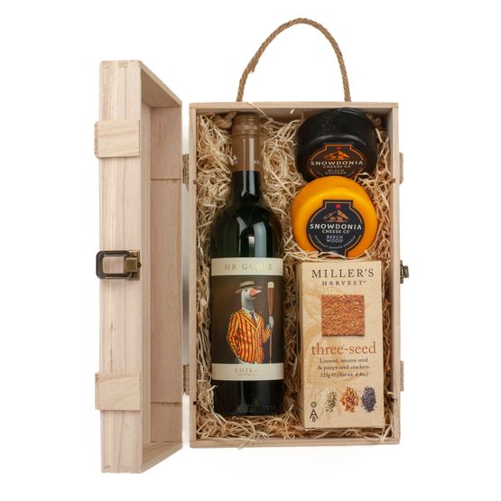 Mr Goose Shiraz Red Wine, Cheese &amp; Crackers Gift Box