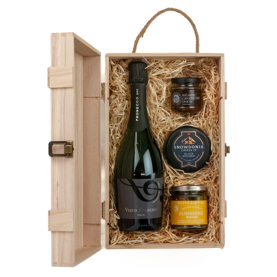 Vispo Allegro Prosecco, Olives, Cheese &amp; Chutney Gift Box