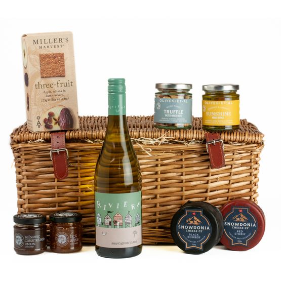 Riviera Sauvignon Blanc White Wine, Cheese &amp; Nibbles Hamper