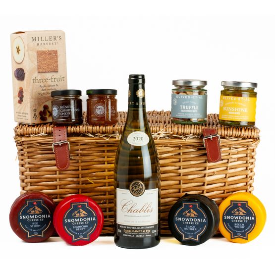 Daniel Dampt Chablis Burgundy Wine, Cheese &amp; Nibbles Luxury Hamper