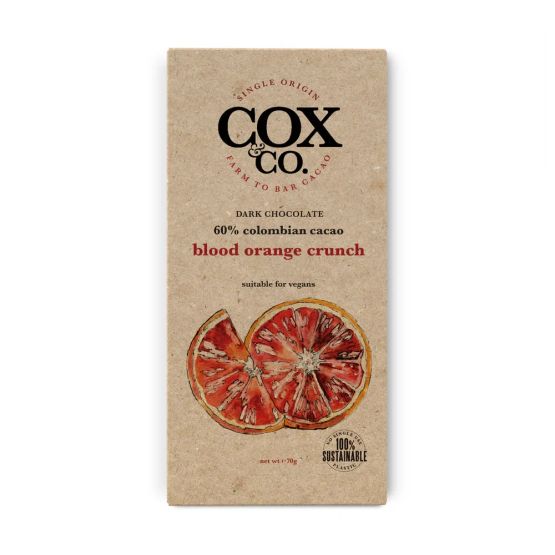 Cox&amp;Co. Blood Orange Crunch Single Origin Dark Chocolate Bar (70g)