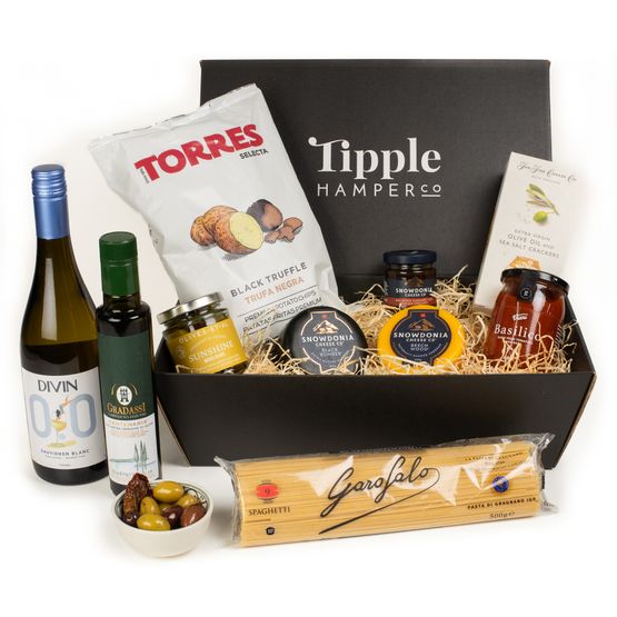 The Non-Alcoholic White Wine, Cheese &amp; Nibbles Hamper