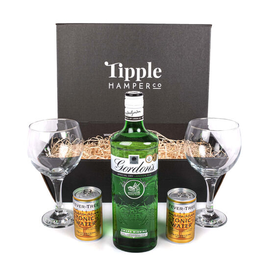 Classic Gordon's Gin, Tonic & Glasses Gift Set Hamper - 37.5% ABV