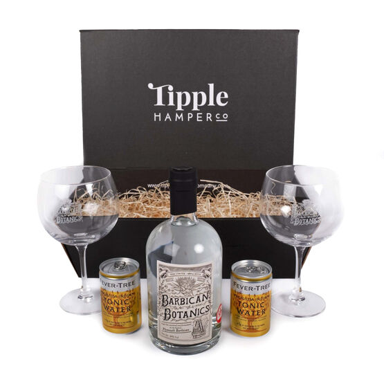 Barbican Botanics Gin & Tonic & Branded Glasses Gift Set Hamper - 40% ABV