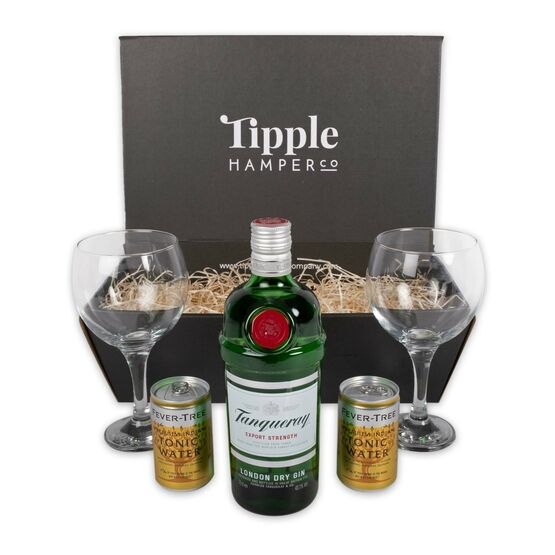 Tanqueray Gin, Tonic & Glasses Gift Set Hamper - 41.3% ABV