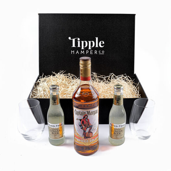 Captain Morgan Spiced Rum, Mixers and Glasses Gift Set - 35% ABV