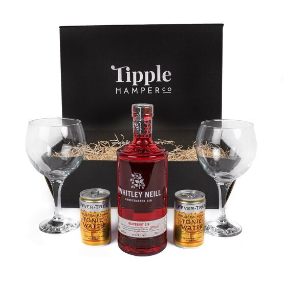Whitley Neill Raspberry Gin, Tonic & Glasses Gift Set Hamper - 43% ABV